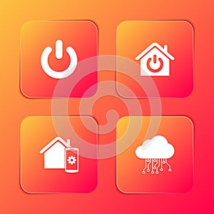 Set Power button, Smart home, remote control system and Internet of things icon. Vector