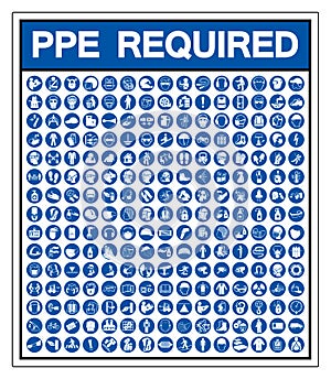 Set Of PPE Required Symbol Sign, Vector Illustration, Isolated On White Background Label .EPS10