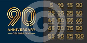 Set of premium anniversary logotype. Golden anniversary celebration emblem design for company profile, booklet, leaflet, magazine photo