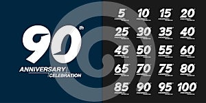 Set of premium anniversary logotype. Modern anniversary celebration emblem design for company profile, booklet, leaflet, magazine