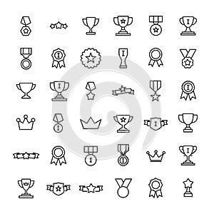 Set of premium award icons in line style.