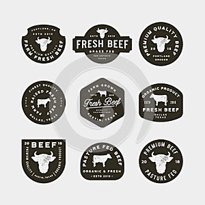 Set of premium fresh beef labels. vector illustration