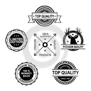 Set of Premium Quality and Guarantee labels and badges