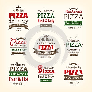 Set of premium quality pizza labels