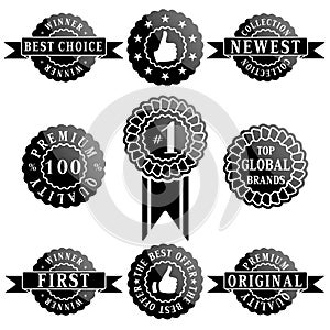 Set of Premium Quality and Winner Labels