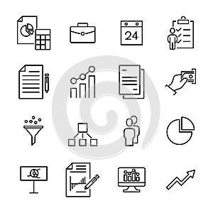 Set of premium strategy icons in line style.