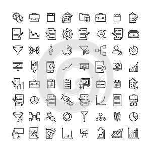 Set of premium strategy icons in line style.