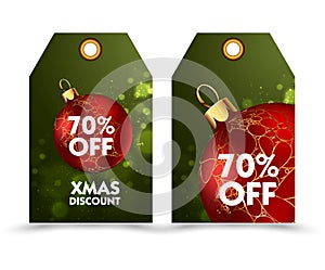 Set of price tag with decoration ball or labels. special , holiday discount.