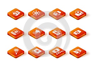 Set Processor CPU, Artificial intelligence AI, Graduation cap, Neural network, Chat bot and icon. Vector