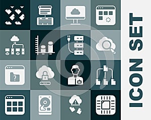 Set Processor with CPU, Folder tree, Search cloud computing, Cloud technology data transfer, Data analysis, Computer
