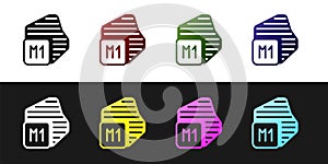Set Processor icon isolated on black and white background. CPU, central processing unit, microchip, microcircuit