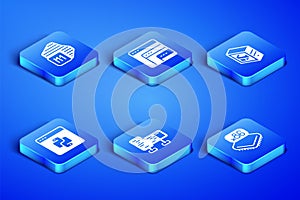 Set Processor with microcircuits CPU, Computer monitor screen, Python programming language, Software and icon. Vector
