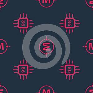 Set Processor with microcircuits CPU and Electric circuit scheme on seamless pattern. Vector