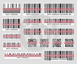 Set of product barcode and qr code vector illustration