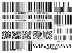 Set of product barcode and qr code vector illustration