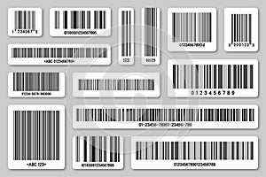 Set of product barcodes. Identification tracking code. Serial number, product ID with digital information. Store or