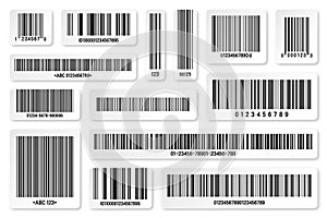 Set of product barcodes. Identification tracking code. Serial number, product ID with digital information. Store or