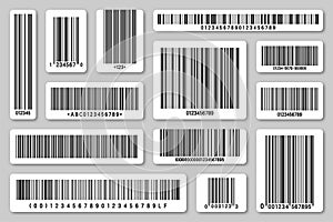 Set of product barcodes. Identification tracking code. Serial number, product ID with digital information. Store or