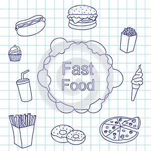 Set of products fast food