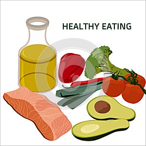 Set of products for healthy and diet food