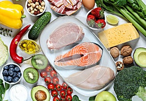 A set of products of the low carb keto diet