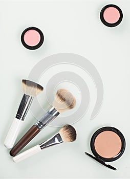 Set of professional cosmetic: make-up brushes
