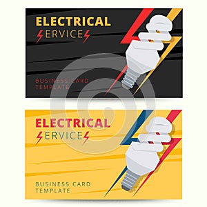 Set of professional electrician business card template. Vector e