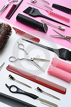 Set of professional hairdresser tools