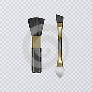 Set Professional Makeup Brushes for Eye Shadow, Realistic illustration on transparent background