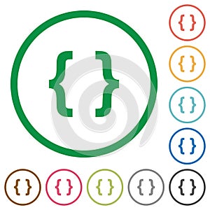 Programming code outlined flat icons