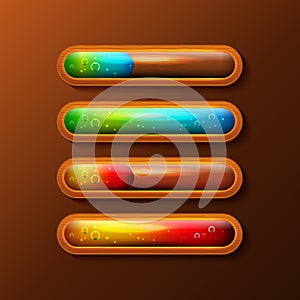 Set of progress bars with liquid filling
