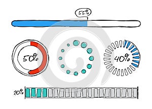 Set of progress bars in pencil drawn design