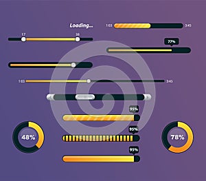 Set of progress bars with percentages