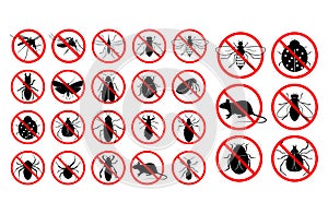 Set of prohibited insect isolated. easy to modify