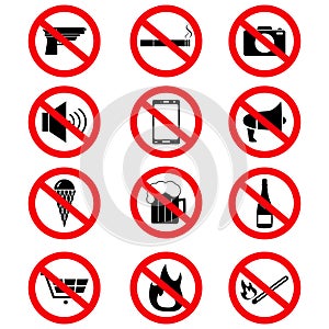 Set of the prohibition signs of icons