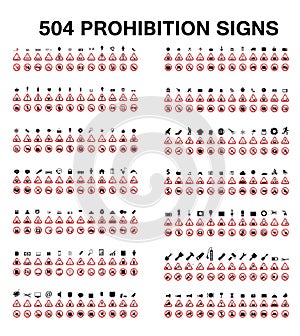 Set of Prohibition Signs. Vector Illustration