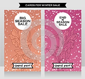 Set of promo cards for season winter sales