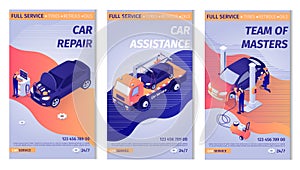 Set of Promo Vertical Posters for Car Service