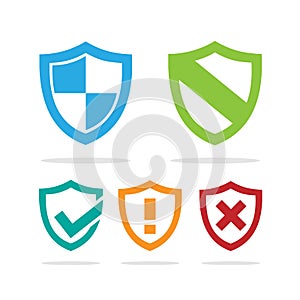 Set of protection shield icons
