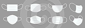 Set of protective individual face masks icons - vector