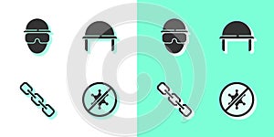 Set Protest, Special forces soldier, Chain link and Military helmet icon. Vector