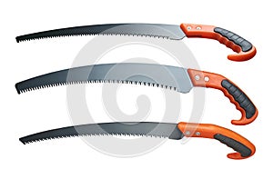 set of pruning hand saws isolated on white