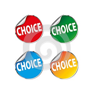 Set of puckered stickers `choice` eps10 on a white background