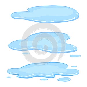 Set puddle, liquid, vector, cartoon style, isolated, illustration, on a white background