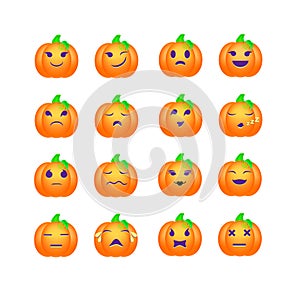 A set of pumpkin emotions. Vector smileys