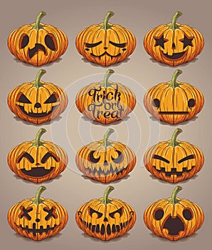 Set of pumpkins for Halloween