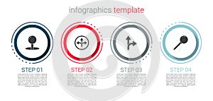 Set Push pin, Road traffic sign, and . Business infographic template. Vector