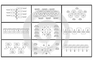 Set puzzle concept for infographic with 4, 5, 6, 7, 8 steps, parts or processes. Template for web on a background.