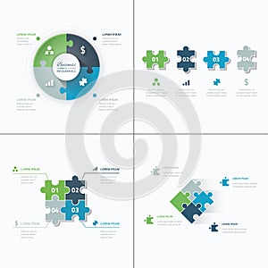 Set of puzzle pieces jigsaw business infographics