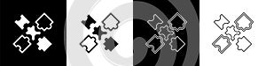 Set Puzzle pieces toy icon isolated on black and white background. Vector
